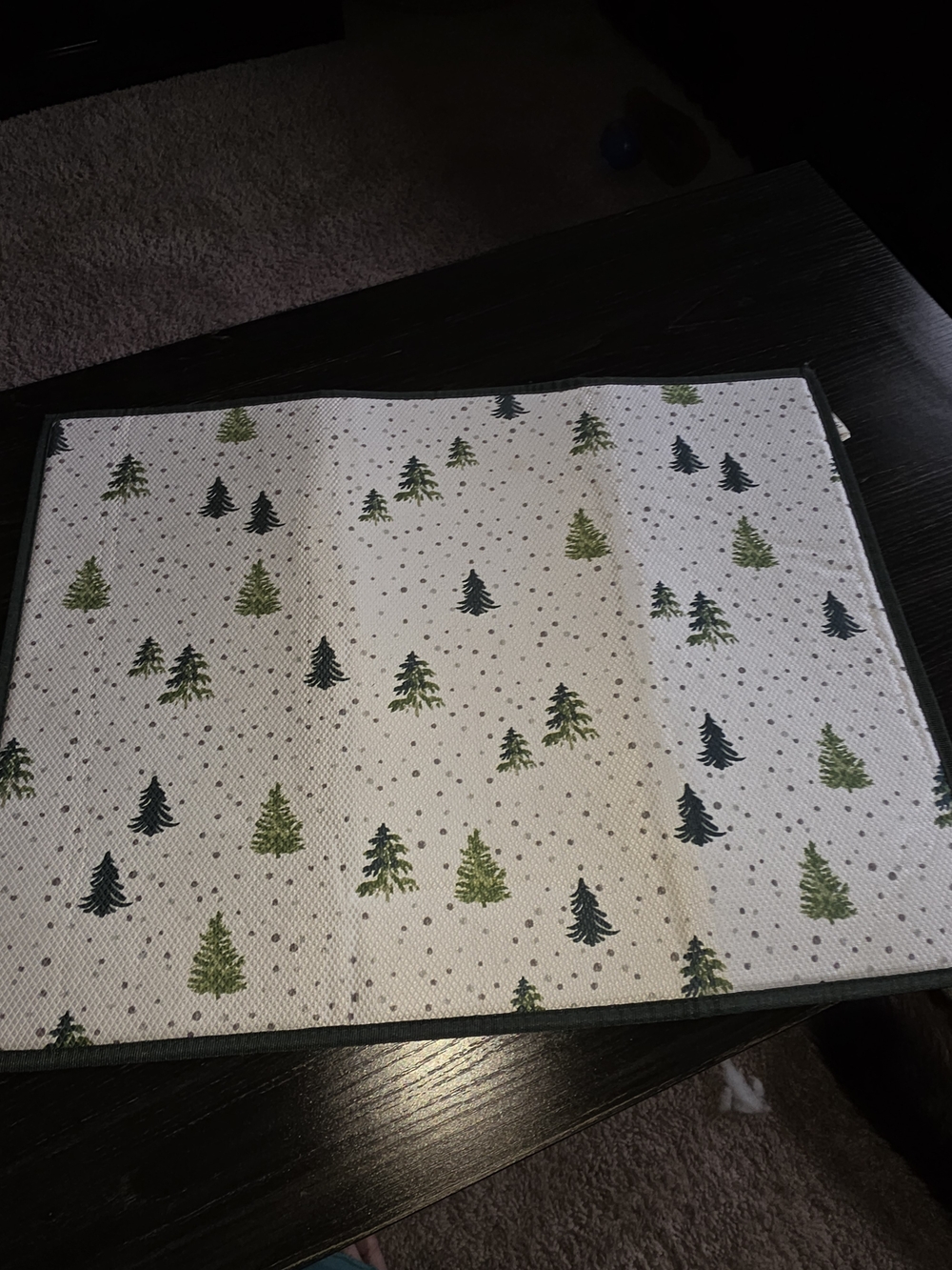 KitchenAid Cream Dryimg Mat with Green and Dark Green Tree Print